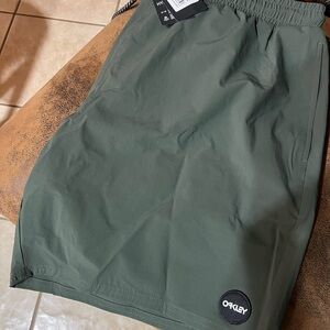 Oakley Men's Dark Olive Green Swim Shorts